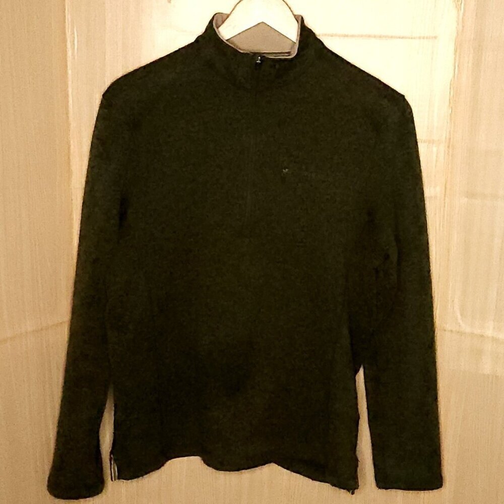 Woolrich Mens Green Quarter Zip Fleece Pullover Large